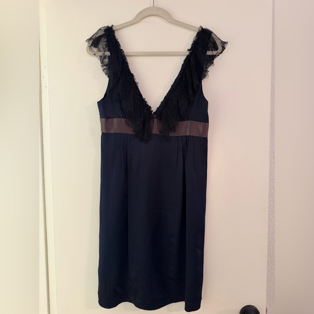 Elegant Midnight Blue Lace Chemise Dress by Development